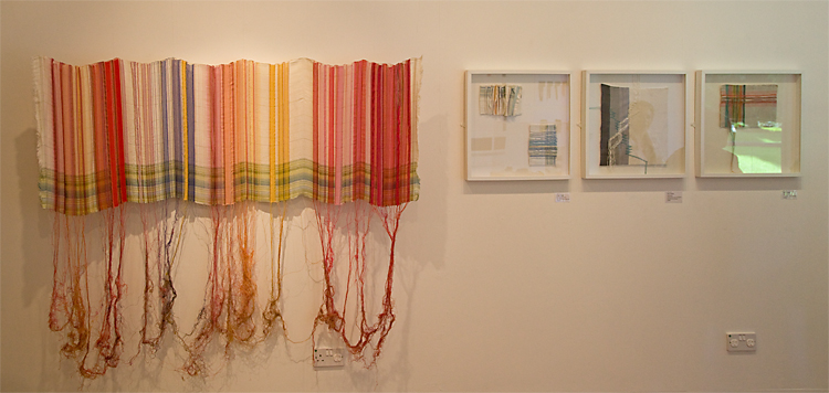 Penny Wheeler’s ‘Border’ and smaller, framed works in Portal at Llantarnam Grange