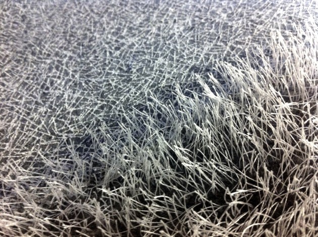 Tufted and screen printed fabric sample