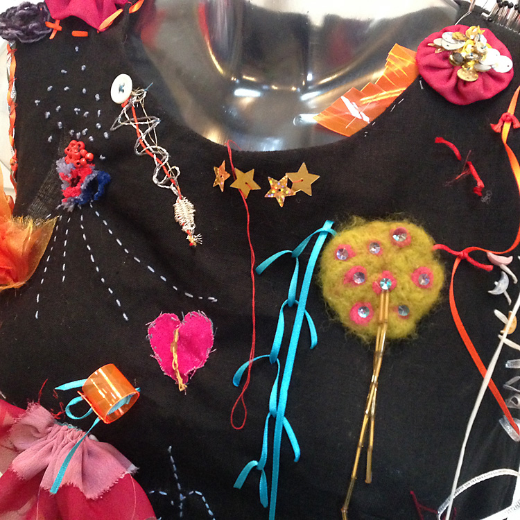 Graffiti shift dress detail with contributions from many different visitors