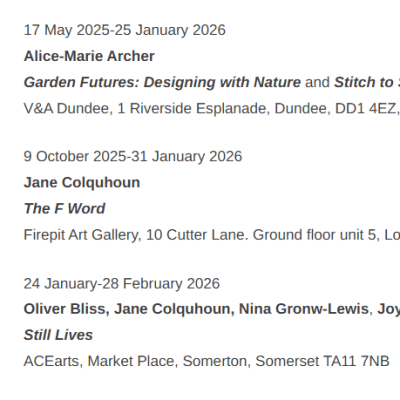 Dates for your diary